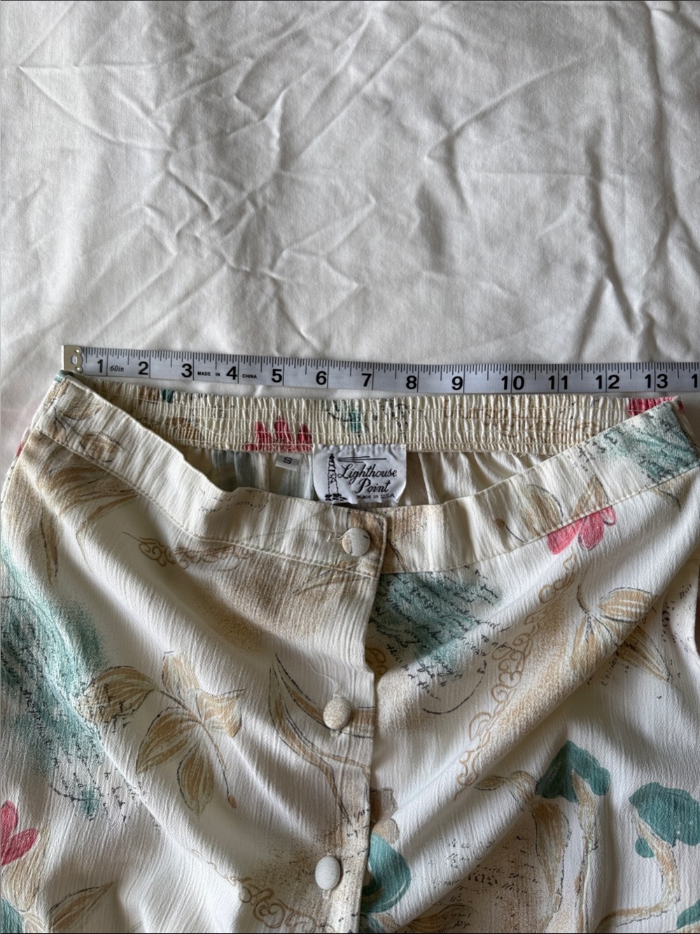 Vintage Cream Floral Button-Front A-Line Skirt - Picture 6 of 6